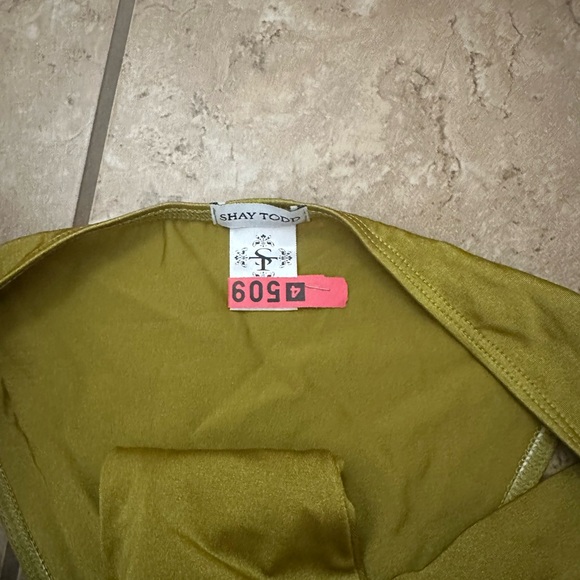 SHIMMERY GREEN HIGH WAISTED BIKINI BOTTOMS - Picture 3 of 4